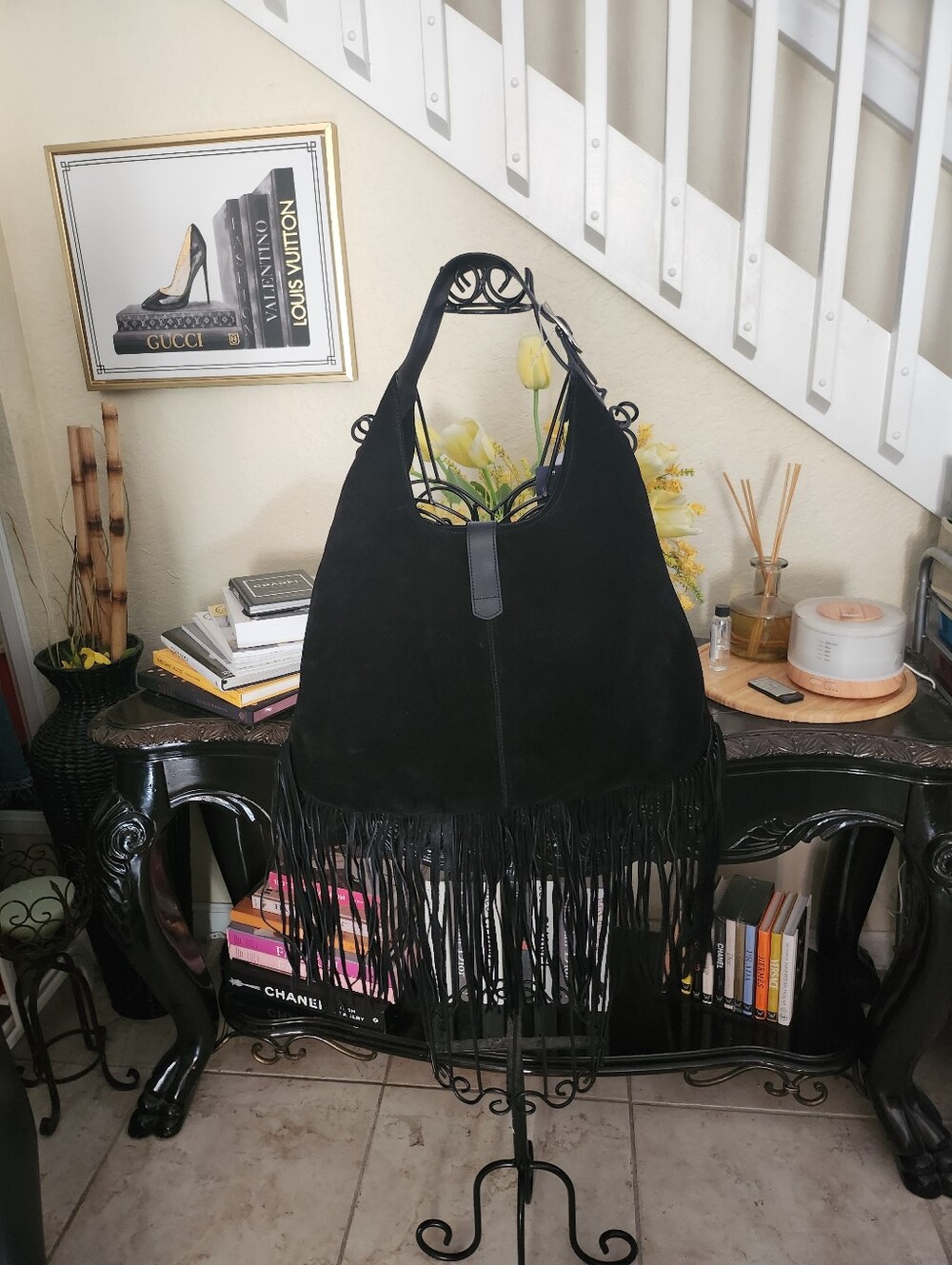 D2 Made in Italy Fringe suede leather bag NEW - Picture 5 of 8